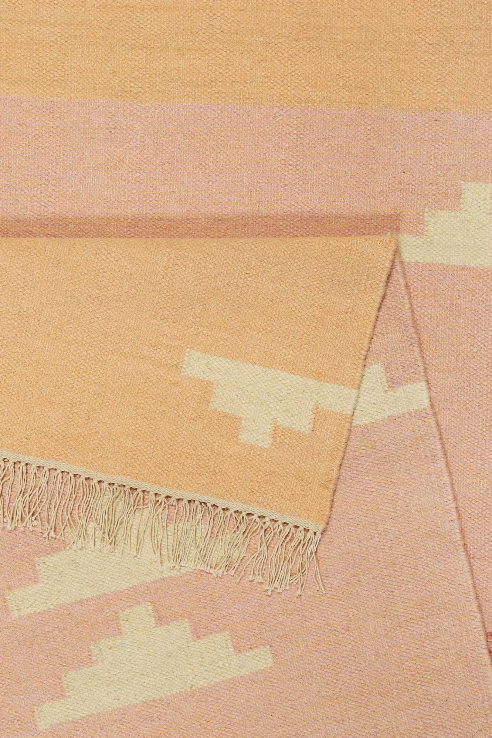 Kelim Teppich Rosa meliert aus Wolle "Soleil" Green Looop