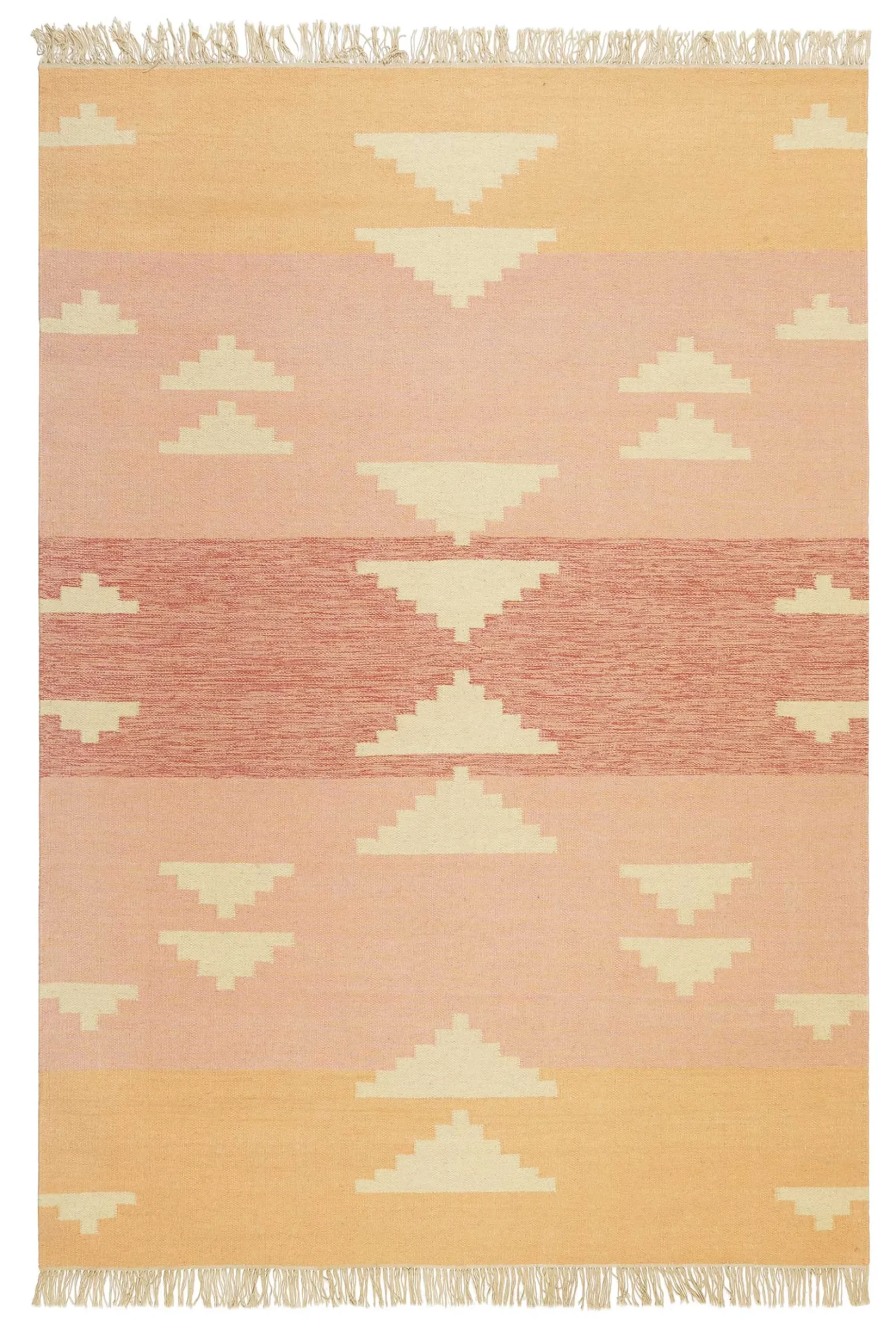 Kelim Teppich Rosa meliert aus Wolle "Soleil" Green Looop