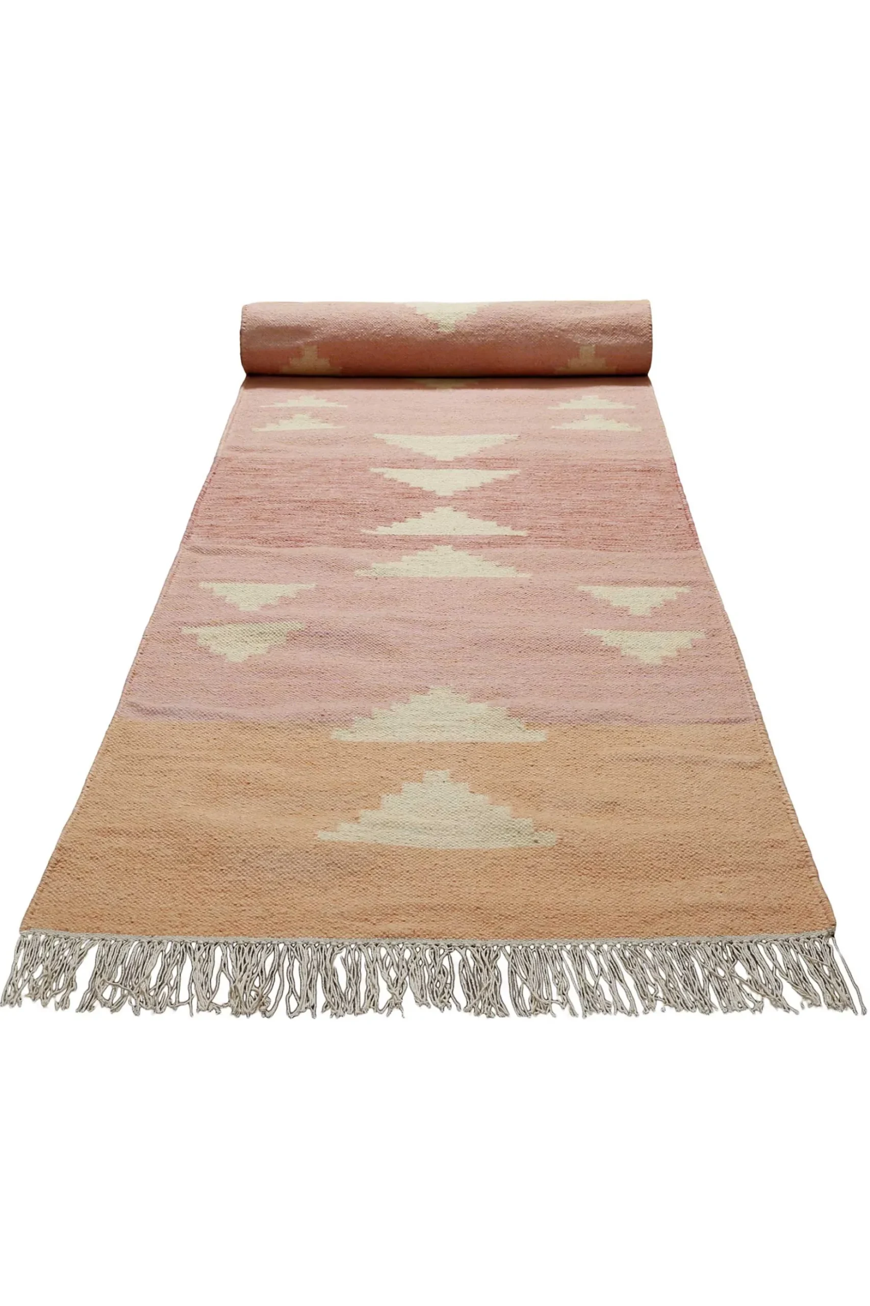 Kelim Teppich Rosa meliert aus Wolle "Soleil" Green Looop