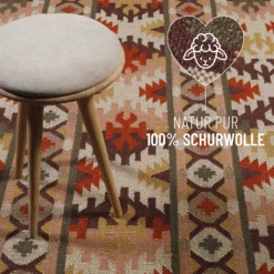 Kelim Teppich Rostbraun aus Wolle 