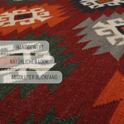 Kelim Teppich Rot aus Wolle "Blancard" Green Looop