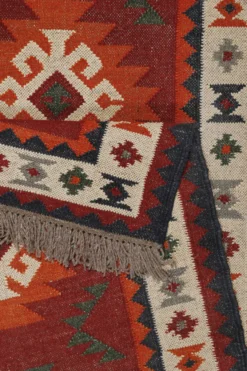 Kelim Teppich Rot aus Wolle 