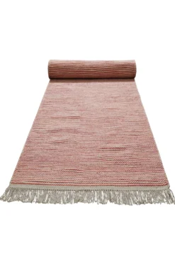 Kelim Teppich Rot Beige meliert aus Wolle 