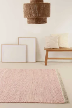 Kelim Teppich Rot Beige meliert aus Wolle 