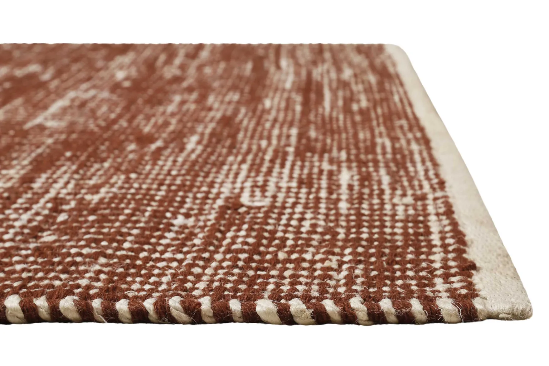 Kelim Teppich Rotbraun Beige aus Jute & Wolle "Toulouse" Green Looop