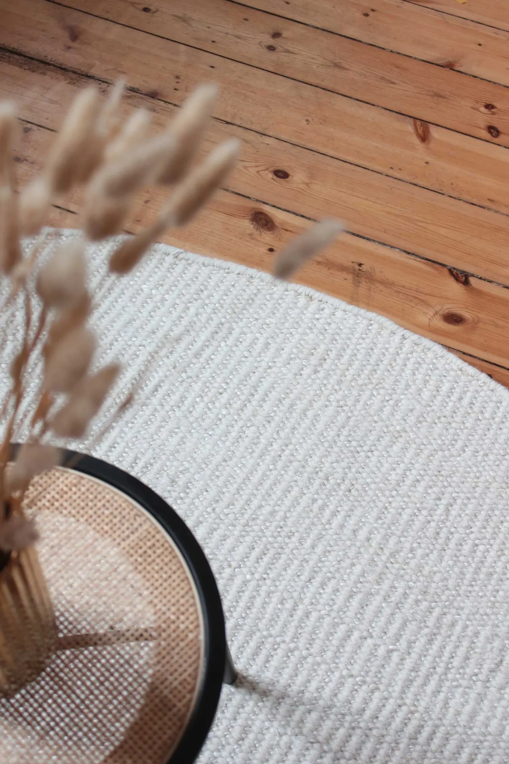 Kelim Teppich Rund Creme Weiß aus Jute & Wolle "Toulouse " Green Looop