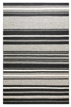 Kelim Teppich Schwarz Beige aus Wolle