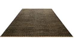 Kelim Teppich Schwarz Beige aus Naturfasern 