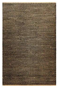 Kelim Teppich Schwarz Beige aus Naturfasern 