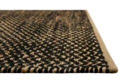 Kelim Teppich Schwarz Beige aus Naturfasern 