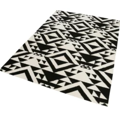 Kelim Teppich Schwarz Creme Weiß aus Wolle "Black Mellow" Accessorize