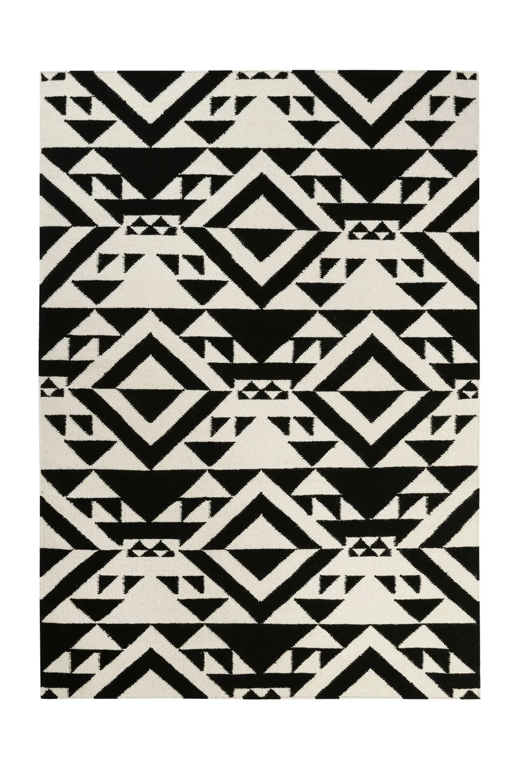 Kelim Teppich Schwarz Creme Weiß aus Wolle "Black Mellow" Accessorize
