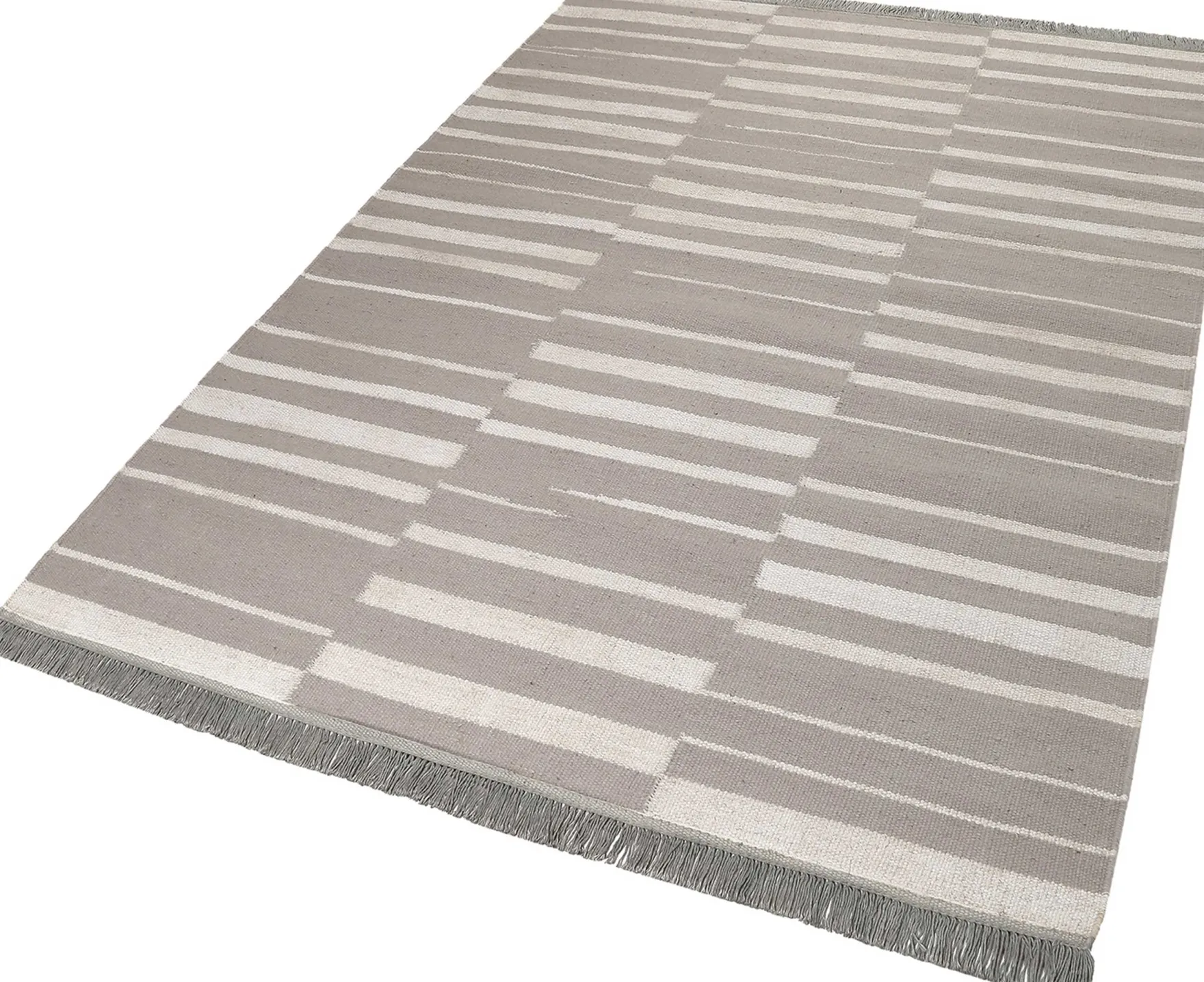 Kelim Teppich Taupe Beige aus Naturfasern "Skid Marks" WECONhome