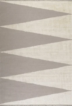 Kelim Teppich Taupe Beige aus Naturfasern "Smart Triangle" WECONhome