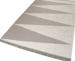 Kelim Teppich Taupe Beige aus Naturfasern