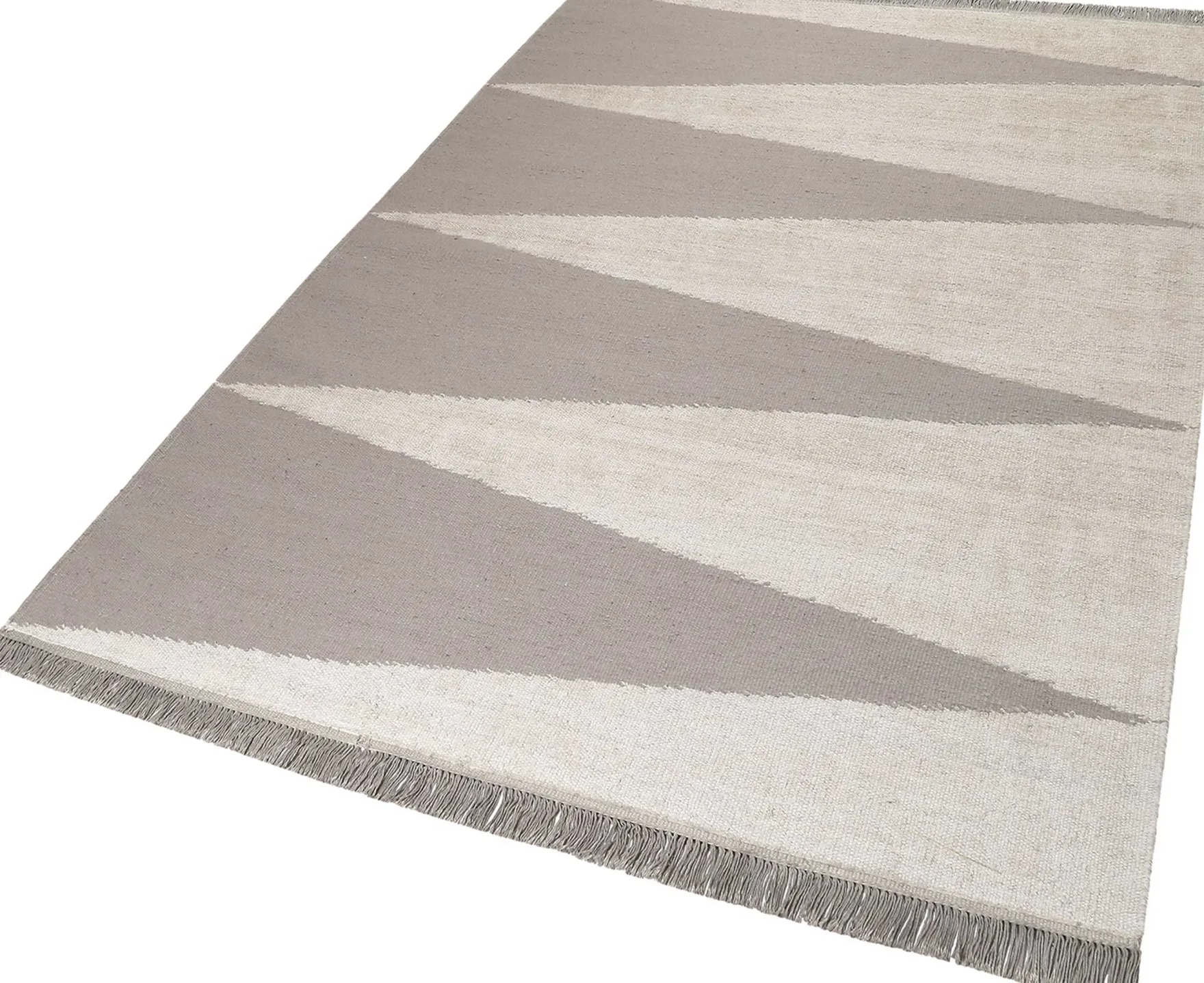 Kelim Teppich Taupe Beige aus Naturfasern "Smart Triangle" WECONhome