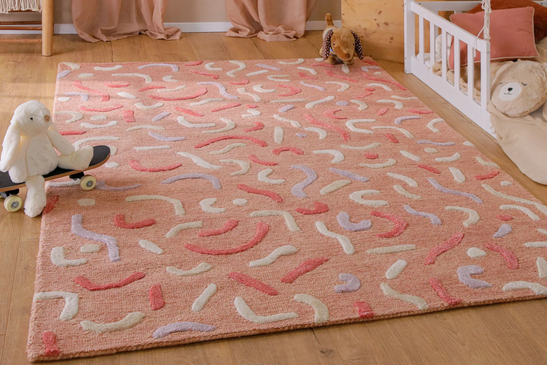 Kinderteppich aus Schurwolle Altrosa Multi "Confetti 2.0" Smart Kids
