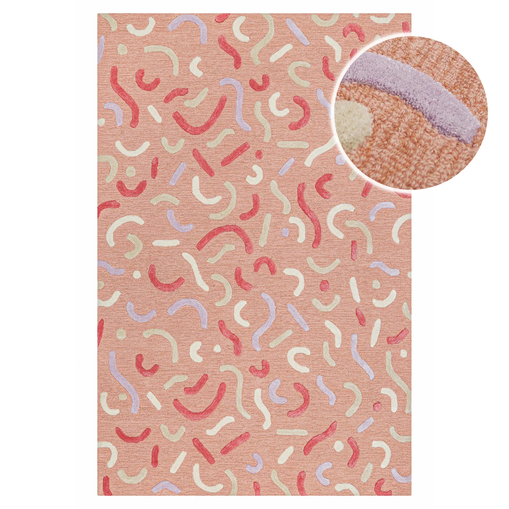 Kinderteppich aus Schurwolle Altrosa Multi "Confetti 2.0" Smart Kids
