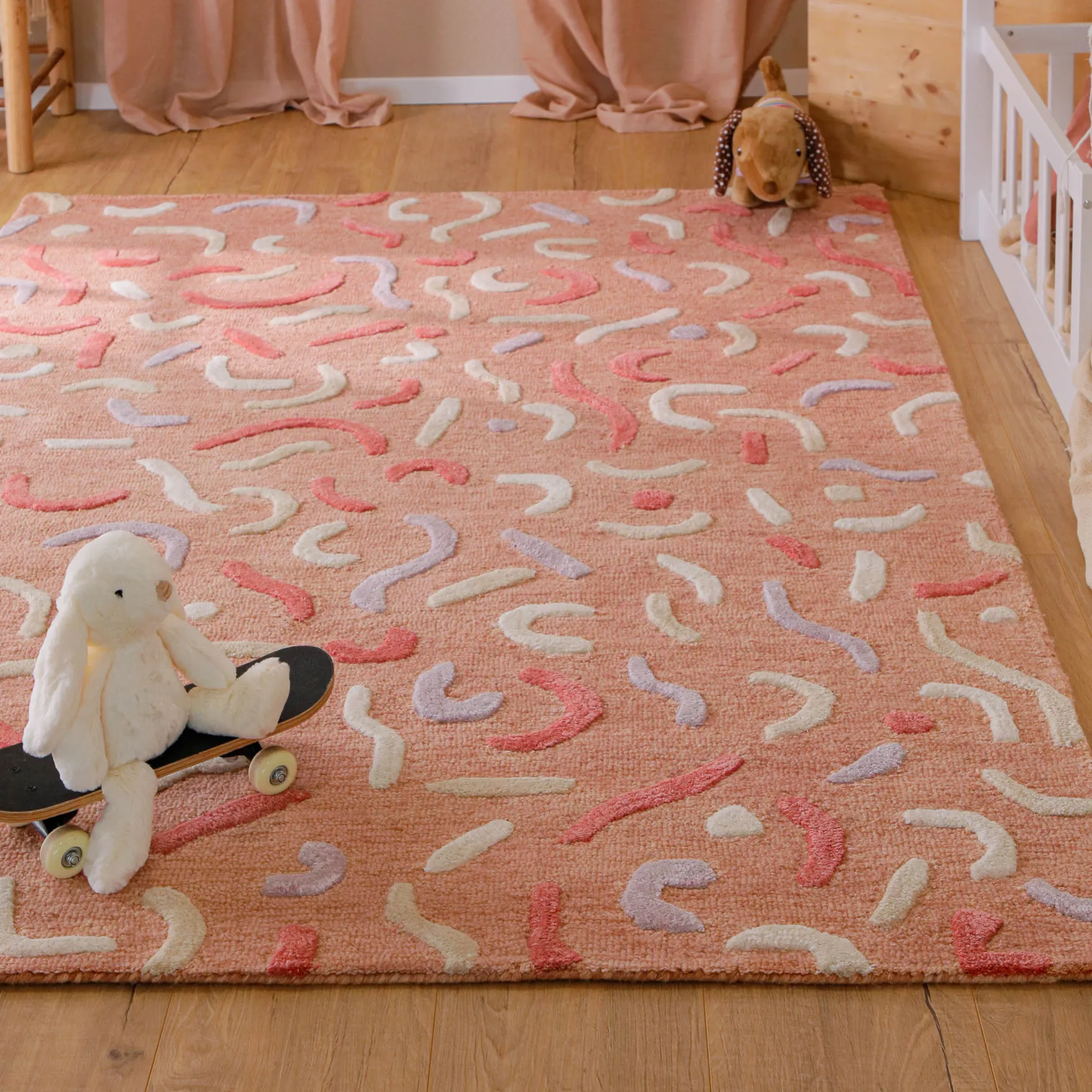 Kinderteppich aus Schurwolle Altrosa Multi "Confetti 2.0" Smart Kids