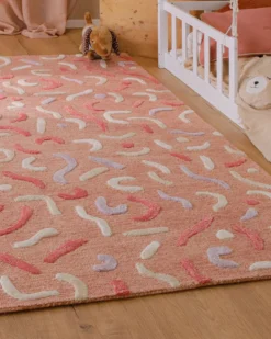 Kinderteppich aus Schurwolle Altrosa Multi