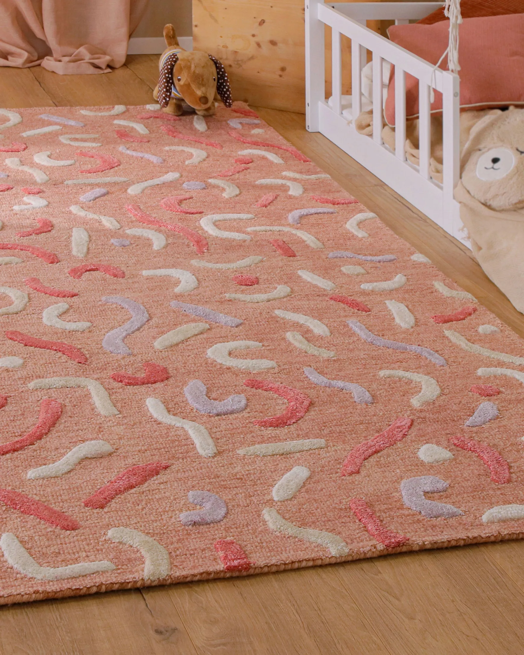 Kinderteppich aus Schurwolle Altrosa Multi "Confetti 2.0" Smart Kids