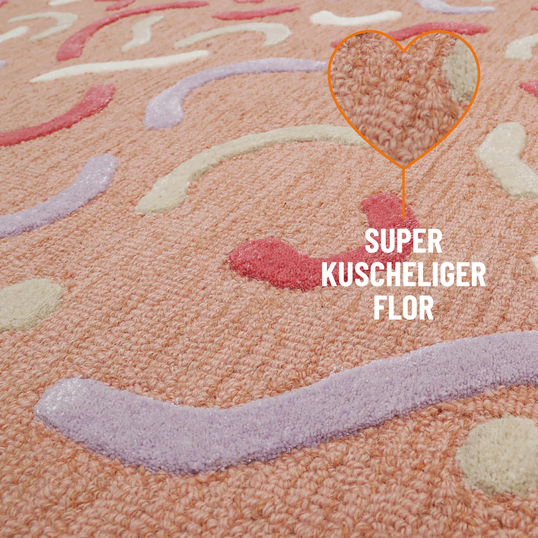 Kinderteppich aus Schurwolle Altrosa Multi "Confetti 2.0" Smart Kids