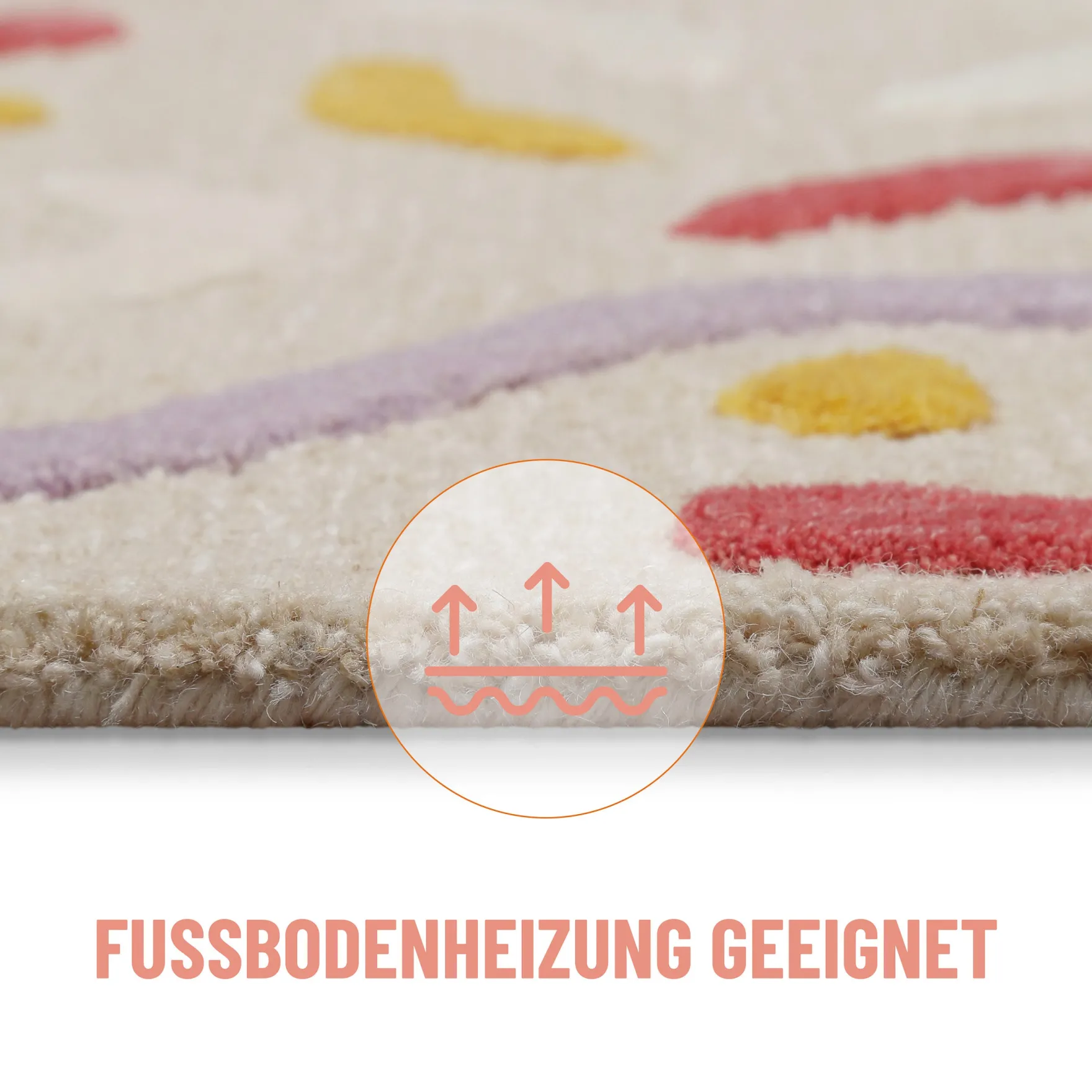 Kinderteppich aus Schurwolle Beige Multi "Confetti 2.0" Smart Kids