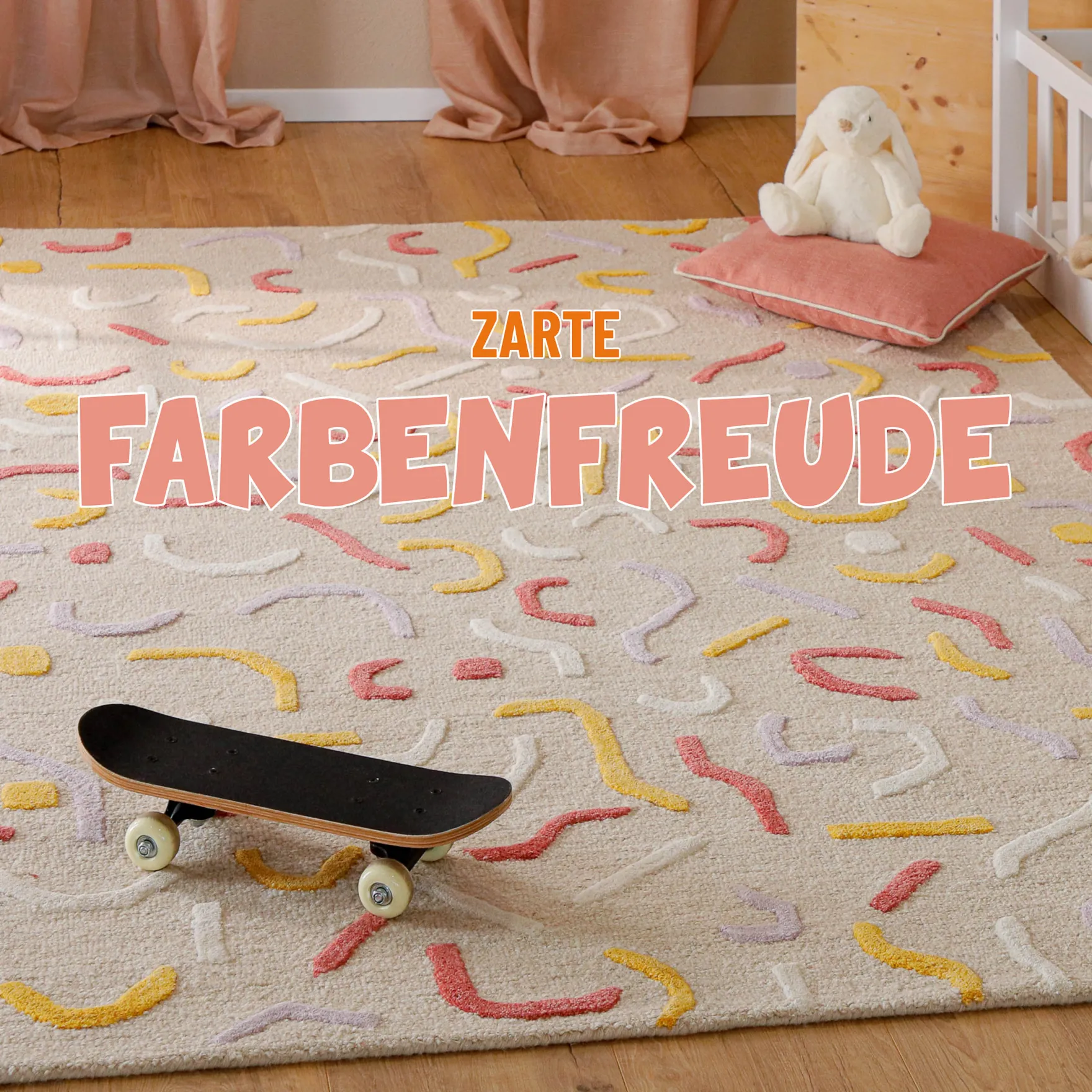 Kinderteppich aus Schurwolle Beige Multi "Confetti 2.0" Smart Kids