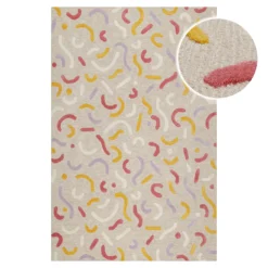 Kinderteppich aus Schurwolle Beige Multi