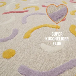 Kinderteppich aus Schurwolle Beige Multi
