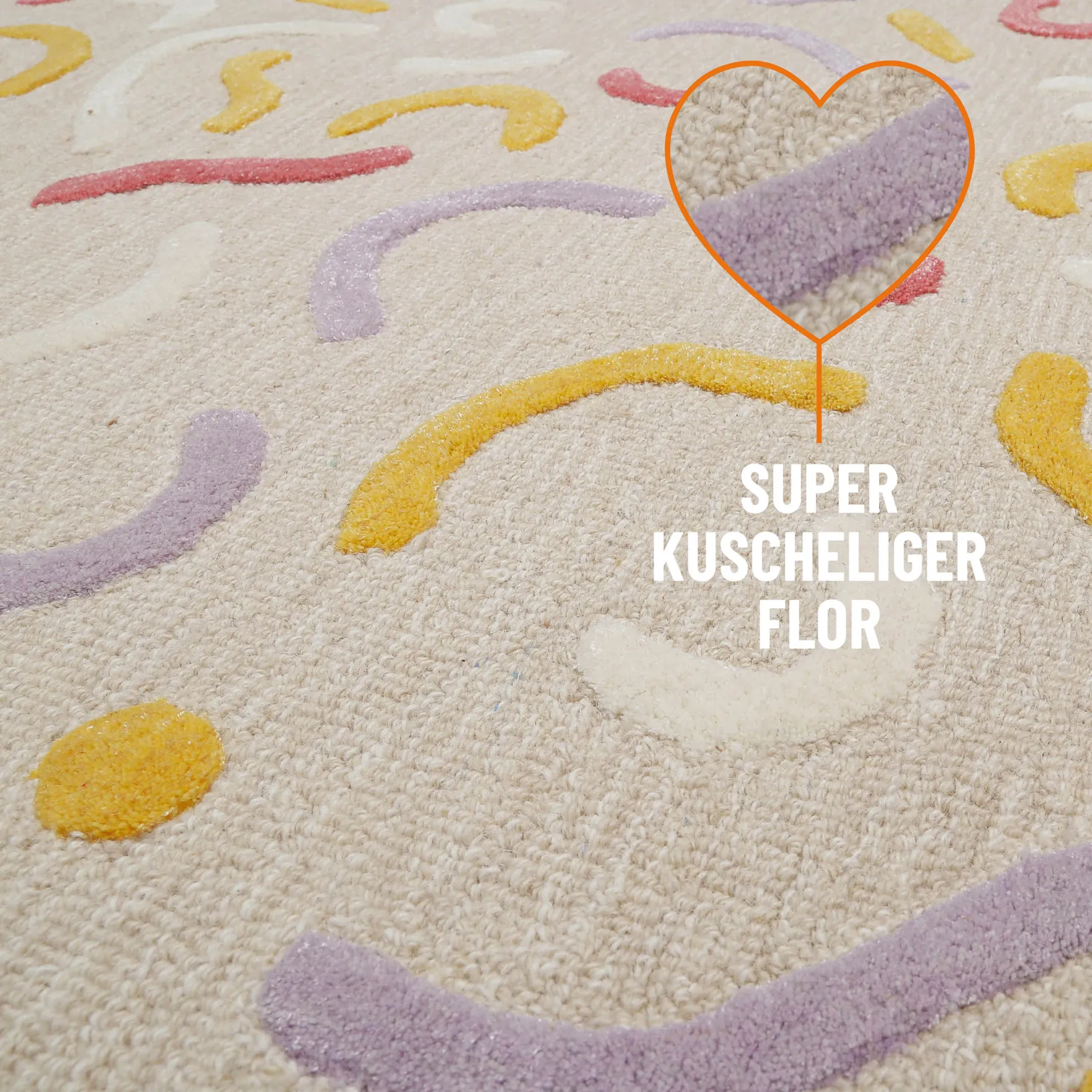 Kinderteppich aus Schurwolle Beige Multi "Confetti 2.0" Smart Kids