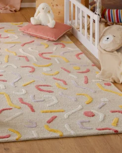 Kinderteppich aus Schurwolle Beige Multi