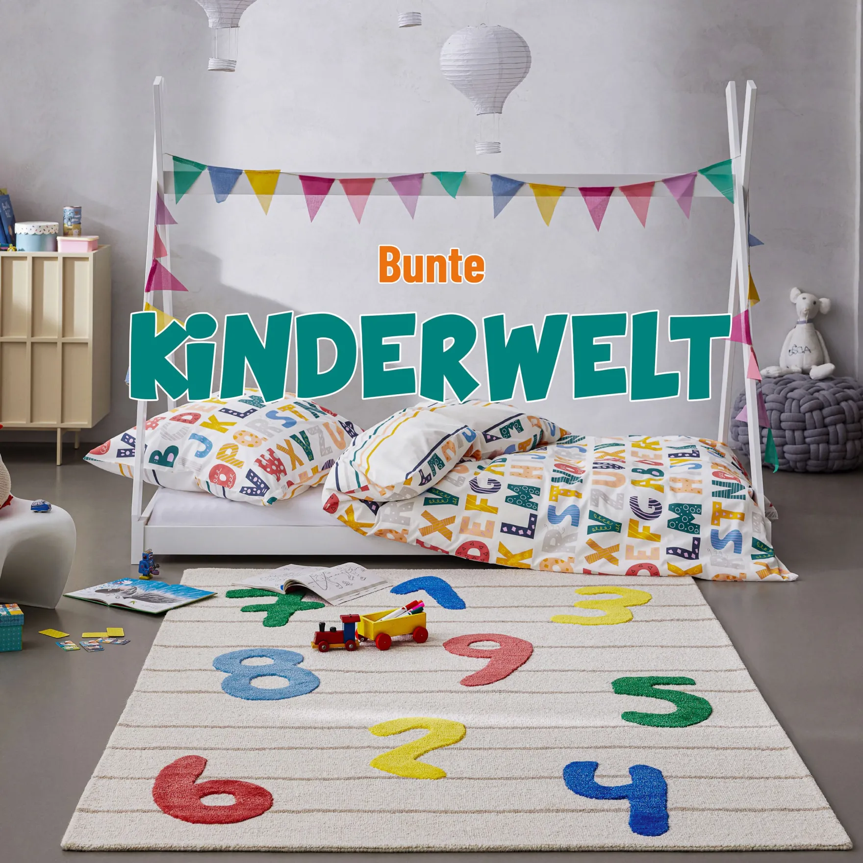 Kinderteppich aus Schurwolle Beige Multi "Countdown" Smart Kids