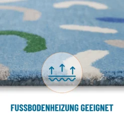 Kinderteppich aus Schurwolle Blau Grün "Confetti" Smart Kids