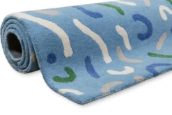 Kinderteppich aus Schurwolle Blau Grün 