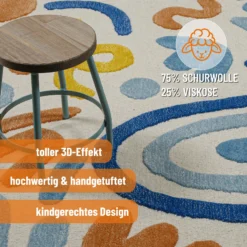 Kinderteppich aus Schurwolle Multi