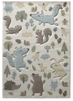 Kinderteppich beige blau "Forest" Sigikid