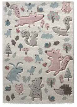 Kinderteppich beige rosa 