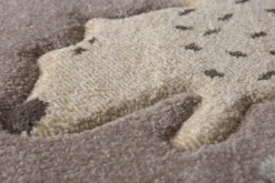 Kinderteppich dunkelbeige rosa blau 