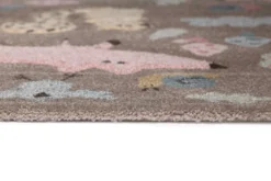 Kinderteppich dunkelbeige rosa blau 