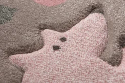 Kinderteppich dunkelbeige rosa blau 