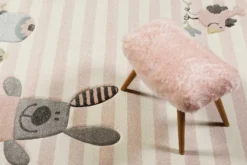Kinderteppich rosa grau beige 
