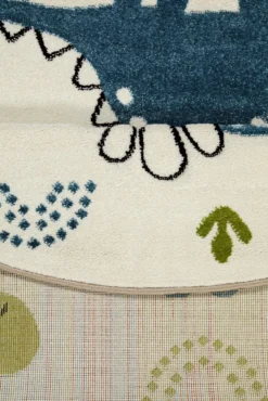 Kinderteppich Rund Creme Weiß