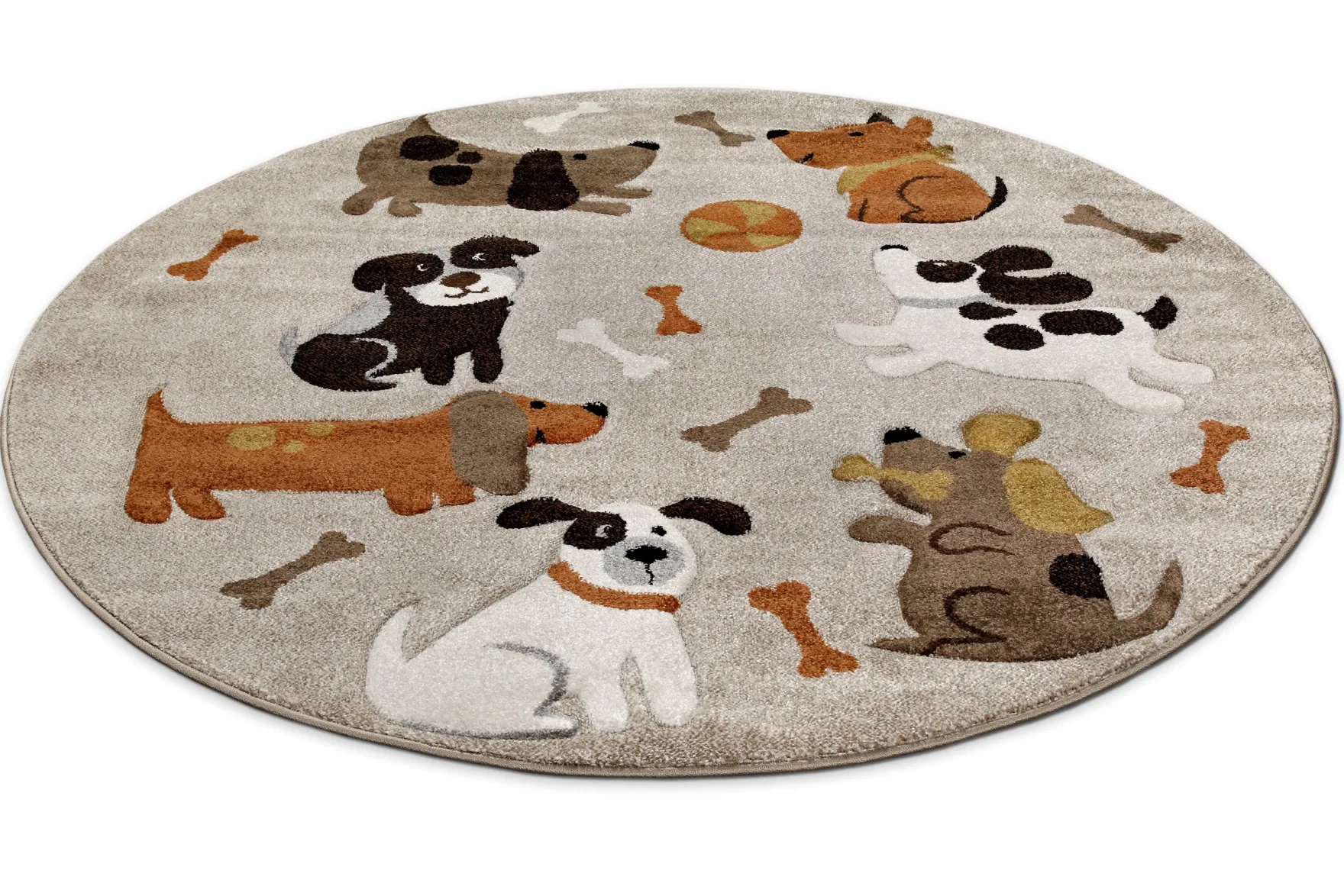 Kinderteppich Rund Sand Beige meliert "Rocky & Friends" Smart Kids