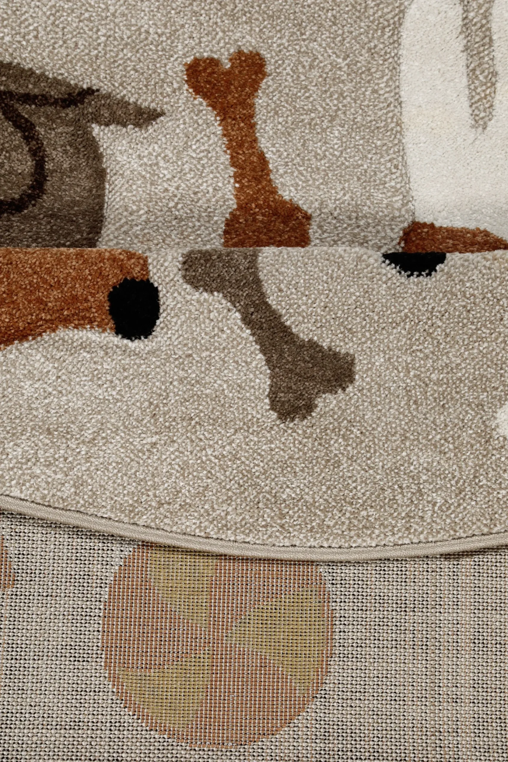 Kinderteppich Rund Sand Beige meliert "Rocky & Friends" Smart Kids