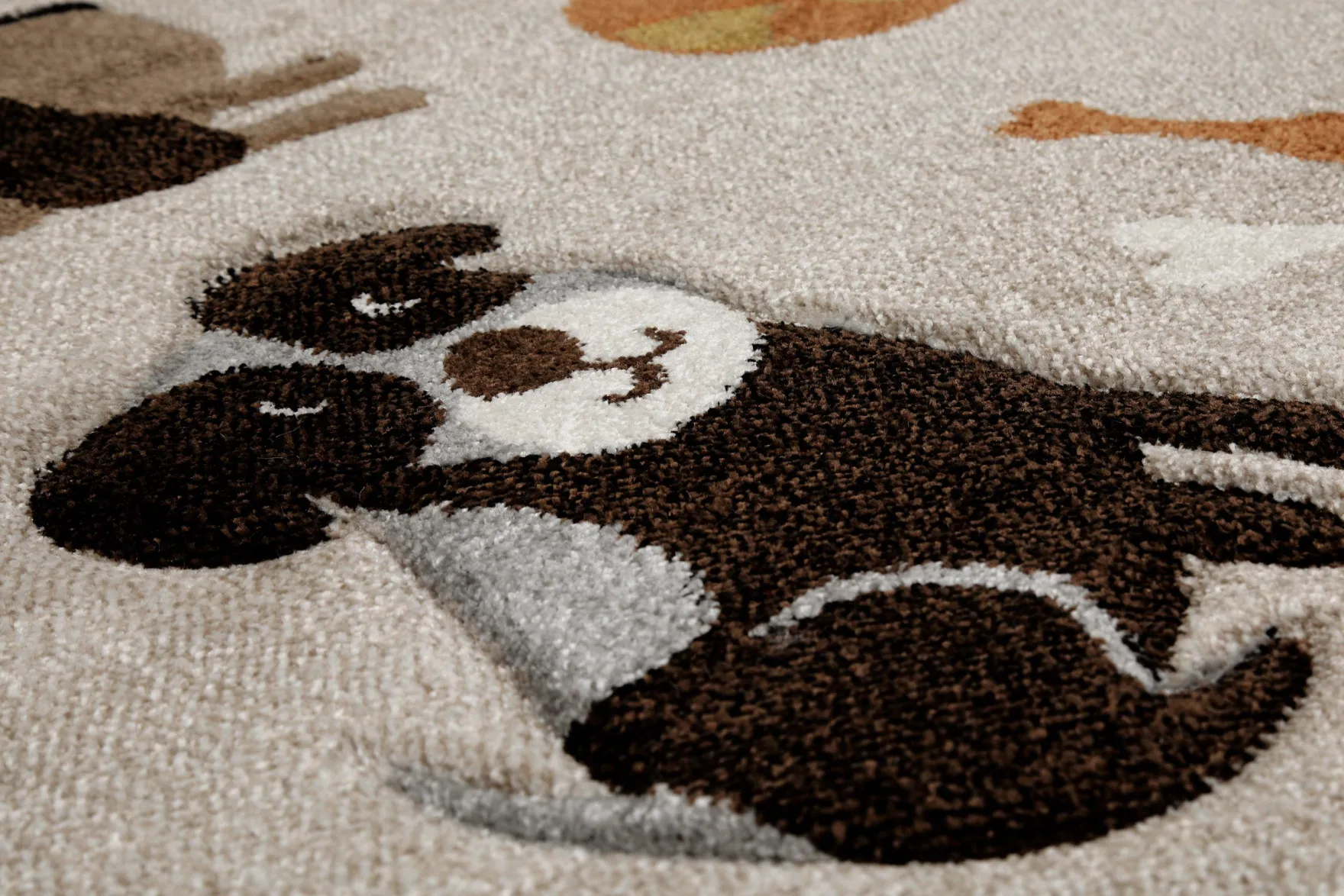 Kinderteppich Rund Sand Beige meliert "Rocky & Friends" Smart Kids