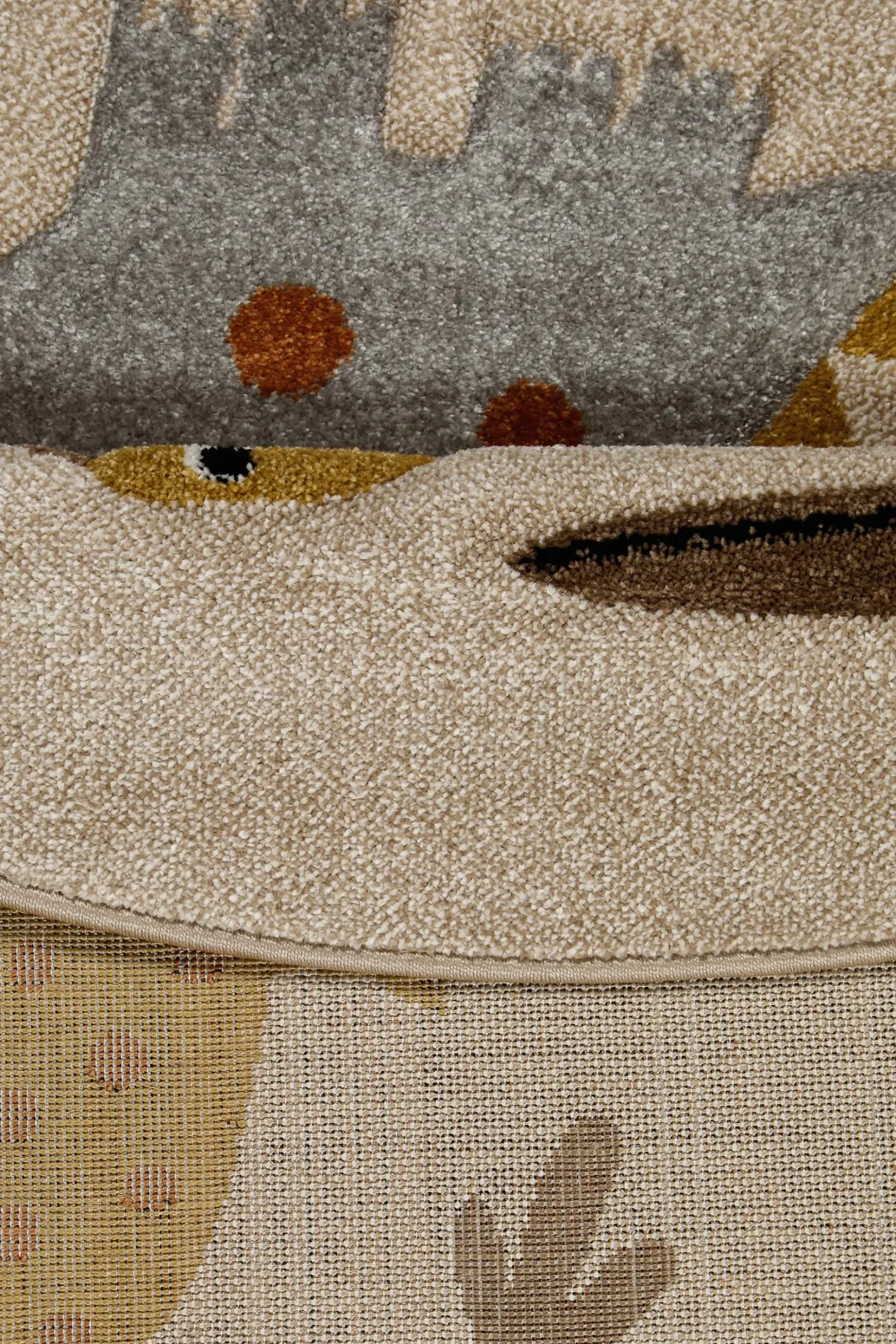 Kinderteppich Rund Sand Beige meliert "T-Rex & Friends" Smart Kids