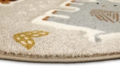 Kinderteppich Rund Sand Beige meliert