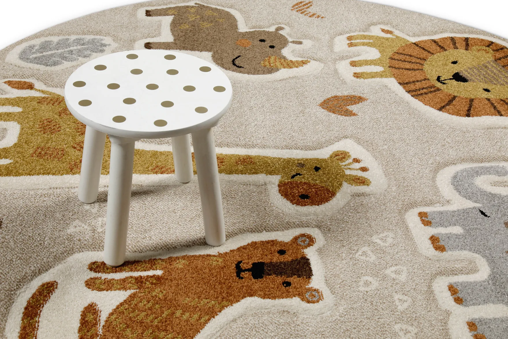 Kinderteppich Rund Sand Beige meliert "Nala & Friends" Smart Kids