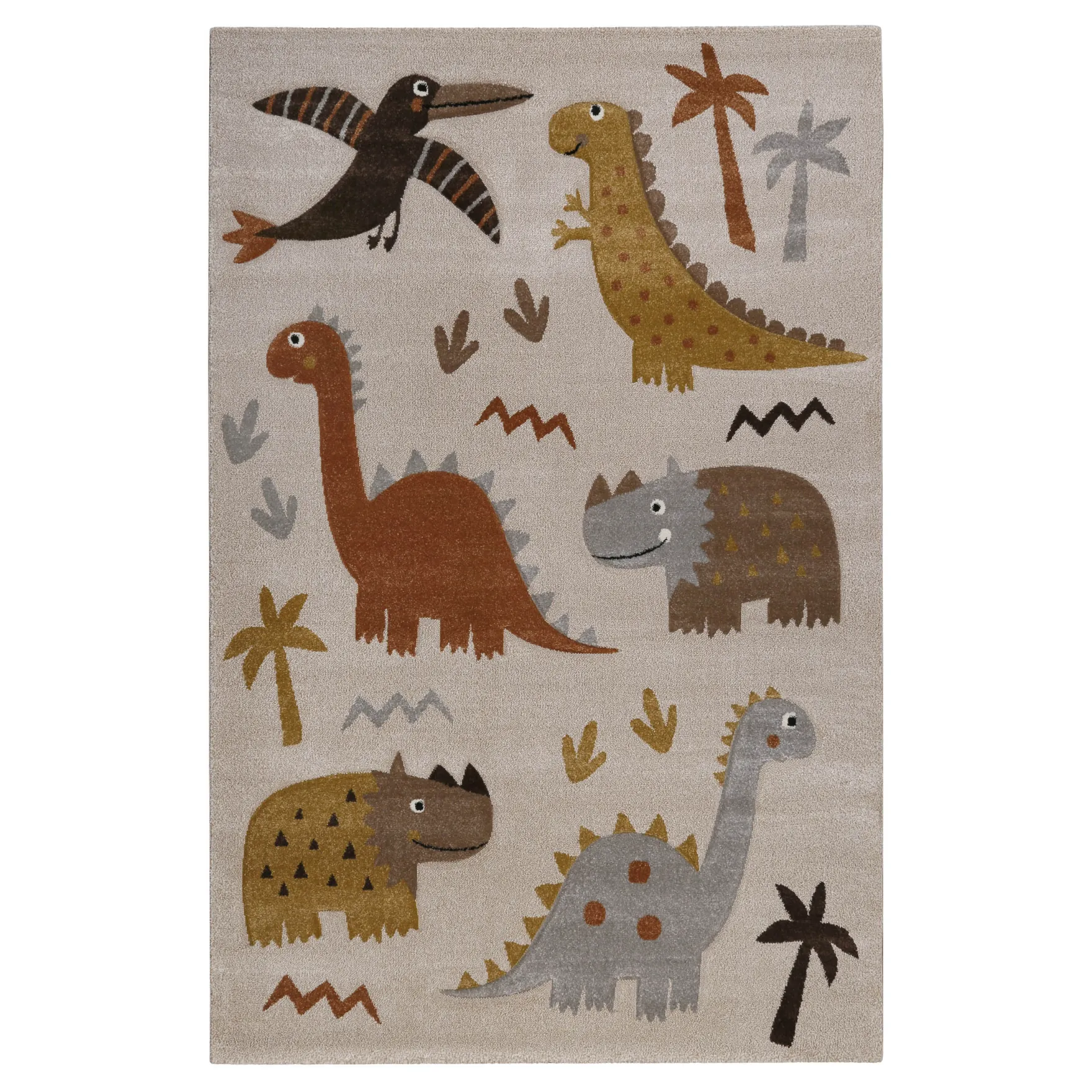 Kinderteppich Sand Beige meliert "T-Rex & Friends" Smart Kids